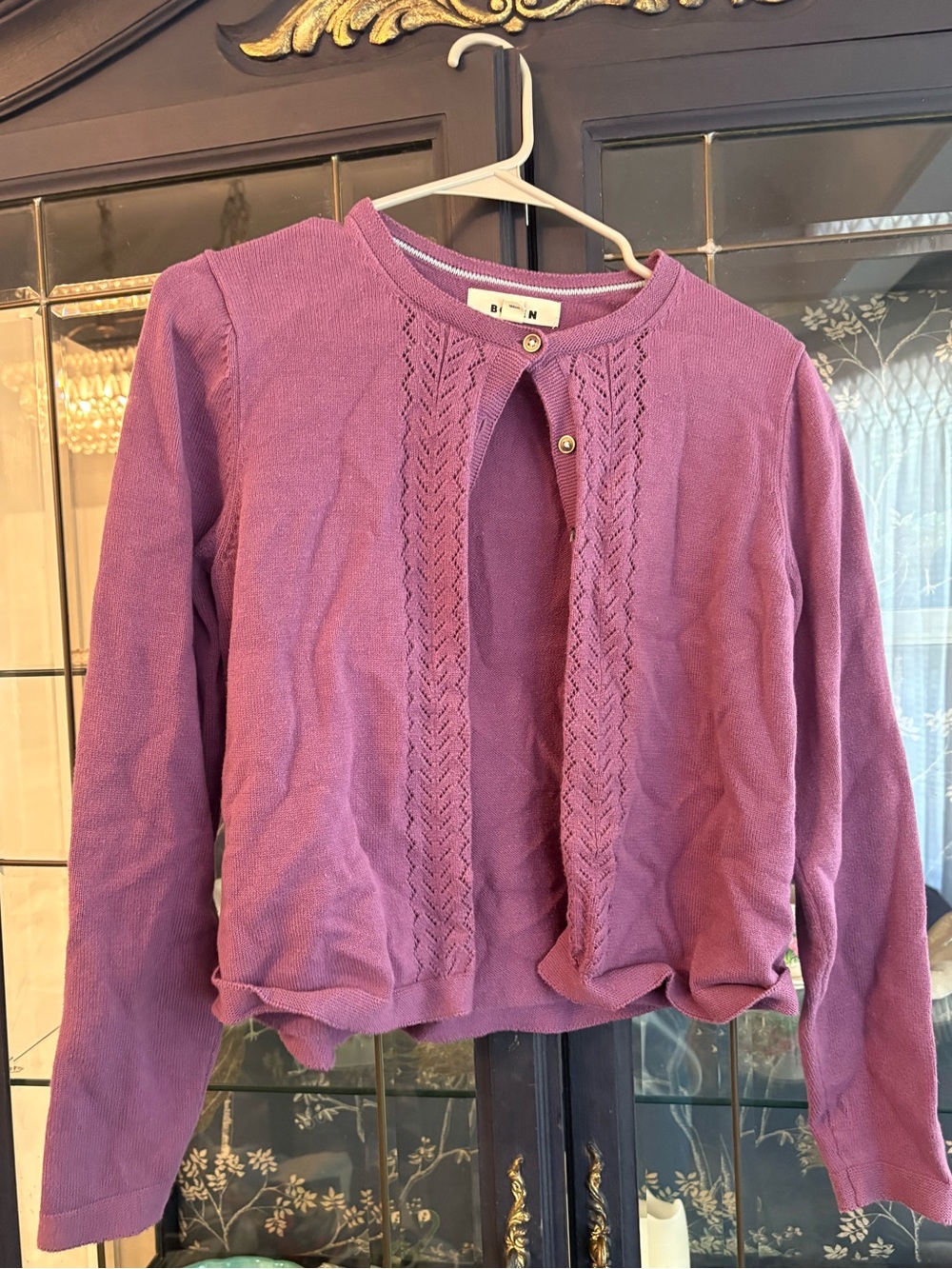 mini Boden Lavender Purple Knit Sweater with Light Blue Trim